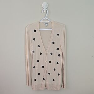 Old Navy Cream Polka Dot Cardigan Sweater